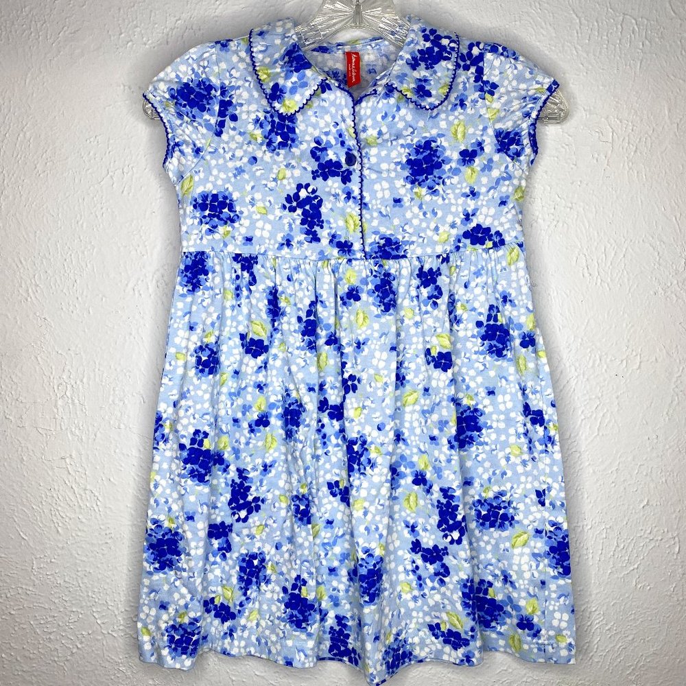 Hanna Andersson, NWT, cap sleeved, 100% cotton blue flowered print dress.